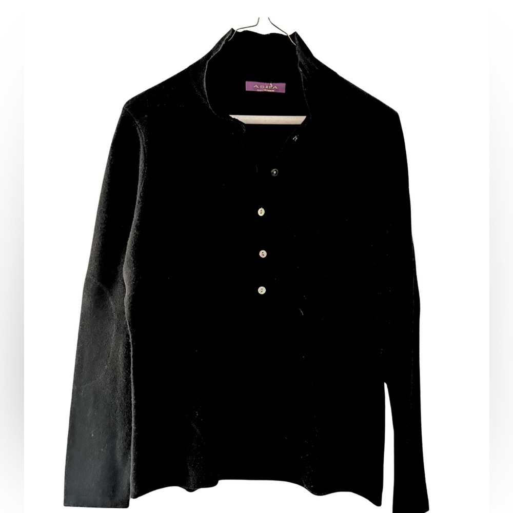 ASHA 100% Cashmere Women's Black Sweater, collar and button Size M